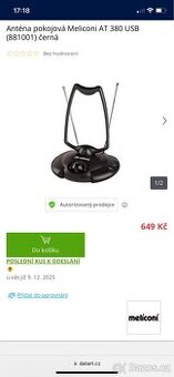 Anténa pokojová Meliconi AT 380 USB (881001) černá