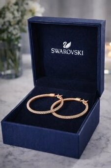 Náušnice originál Swarovski Dextera Pavé – rose gold