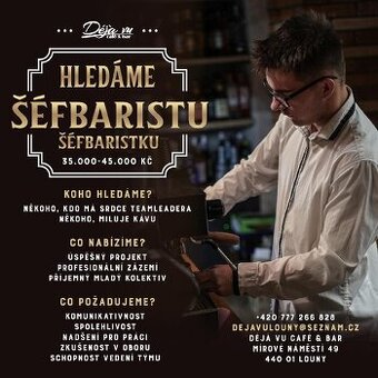 BARISTA / BARISTKA Cafe & bar Deja vu Louny