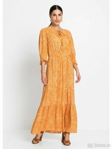 Oranžové viskózové maxi šaty (vel. 40/42)