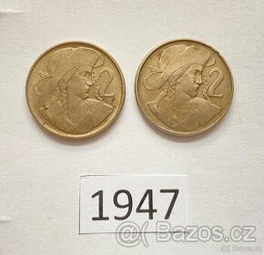 MINCE 2Kč 1947 ČESKOSLOVENSKÁ REPUBLIKA - 1