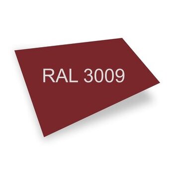 Tabule lakovaného plechu ral 3009 červená a 9010 bílá