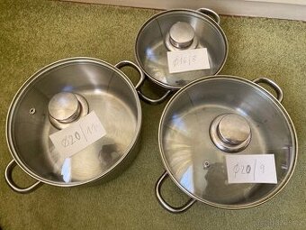 Nerezové hrnce 3 ks s poklicemi