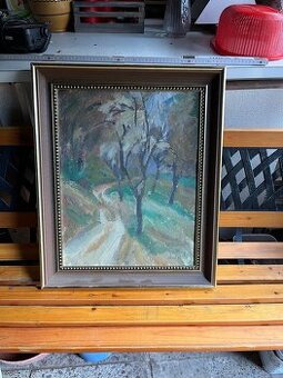 Obraz s motivem krajiny a stromů