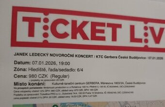 Lístky - vstupenky koncert Janek Ledecký