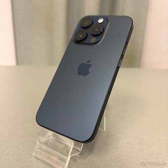 iPhone 15 Pro 128GB modrý, pěkný stav, 12 měsíců záruka