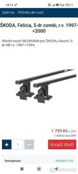 Střešní nosiče škoda Felicia