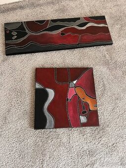 Ručně malované abstraktní obrazy – sada dvou