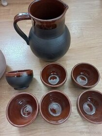 Keramický džbán + 6 pohárů
