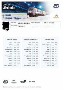 2x Zpáteční jízdenka na vlak MS 2024 Ostrava - Košice