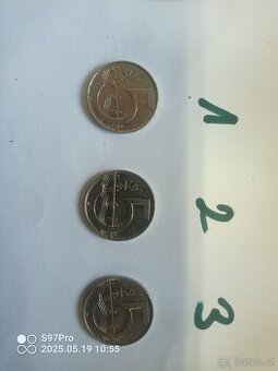 Vzácná česká 5 koruna 2007 - 1