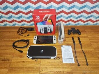 Nintendo Switch OLED bílý + originální cestovní pouzdro