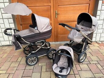 Levně prodám trojkombinace kočárku s dvěma podvozky