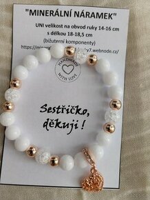 Minerální náramek "Jadeit bílý, Hematit, Křišťál"