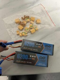 Lippo battery (baterie)4S, 14,8v,6200mah 80c 2ks a konektory