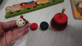 KOMPLET dřevené pro děti 0-4r +2x puzzle Krteček,koníci, ber