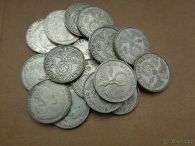 Stříbrné 2 marky se svastikou 1937-39