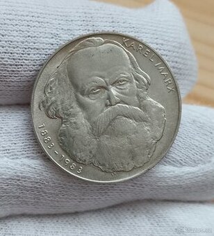 Stříbrná pamětní mince Československa 100kčs Karel Marx 1983