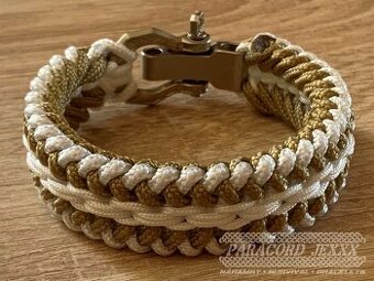 Paracord náramek (21 cm) white - bronze