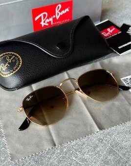 Ray Ban Hexagonal 3548 Zlaté obroučky / Hnědé gradál