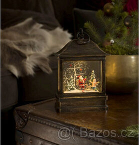 Vánoční lucerna svítící sněžítko elektrický pohyblivý betlém