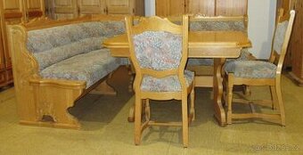 Rustikální rohová lavice + stůl + 2 židle - masiv ( Dub )