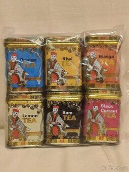 plechovky od čaje 6 ks 60,- Kč