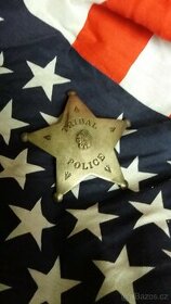 Sbírka USA odznaků, přezka opasek, šerifská hvězda