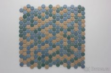 Mozaika, glazovaná,kolečka, zelenohnědý mix,mat ø 19mm