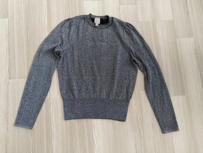 Černo stříbrný lehoučký svetřík zn. H&M vel. S / 36 / 8