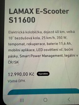 Koloběžka Lamax E-Scooter S11600 - 1