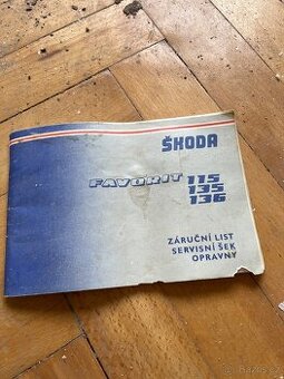 Favorit záruční list, servisní knížka