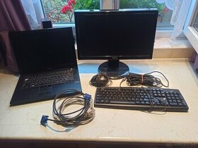 Notebook dell + monitor, klávesnice a myš