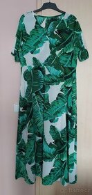 Nové dlouhé šaty-motiv tropických listů, vel. 48.