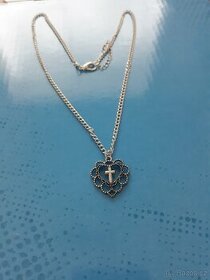Nový náhrdelník chirurgicka ocel srdíčko srdce křížek nové - 1