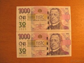1000 Kč přítisk ČNB výroční jubilejní bankovky