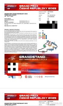 2x třídenní vstupenka Moto GP Brno T2 Grandstand