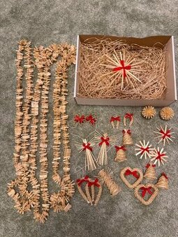 Vánoční ozdoby slaměné sada - ruční česká výroba