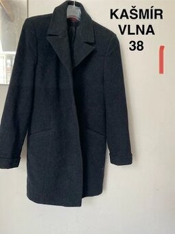 Mango kasmirovy vlneny kabat dlouhy cerny 38