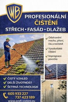 PROFESIONÁLNÍ ČIŠTĚNÍ FASÁD, STŘECH