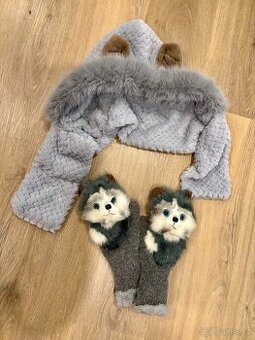 Dětská zimní sada rukavice + kulich vel. 5-9let jako nové