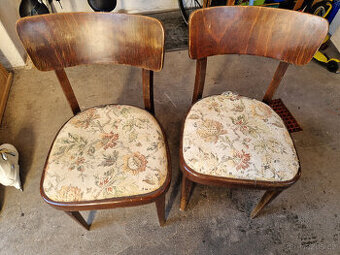 2x polstrovaná židle TON k renovaci