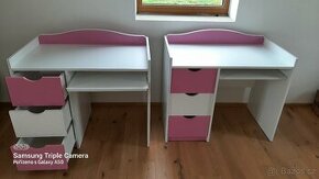 Dětský psací stůl 2ks, růžový
