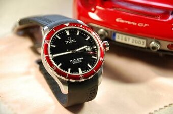 Titoni model Seascoper black - red, orig. hodinky, stav NOVÉ