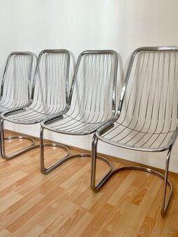 Gastone Rinaldi vintage chairs, židle chrom