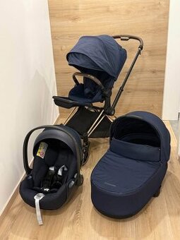 Komplet cybex priam indigo blue + podvozek rosegold
