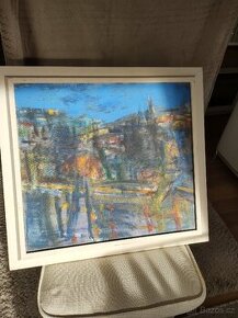 Noční Praha olej na plátně Alena Petričková