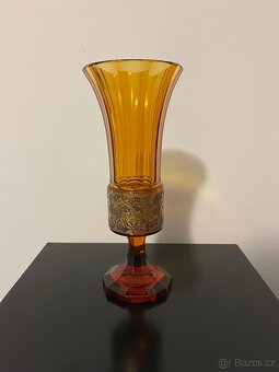 Moser váza Fipop s oroplastikou - barva topaz