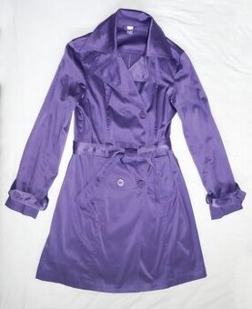 Fialový jarní kabát/trenčkot, vel. 38