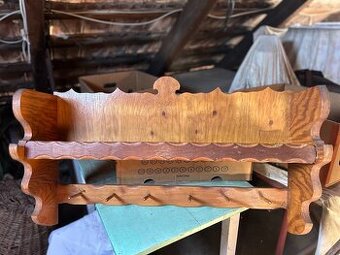 Retro rustikální selská dřevěná police velká